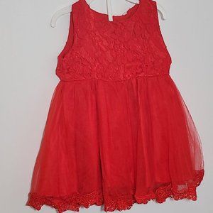 Toddler Girls' Floral Lace Red Dress